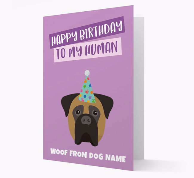 Personalized 'Happy Birthday To My Human' Card with {breedCommonName} Icon